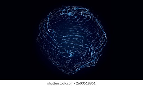 Technology blue sphere with connecting dots and lines. Vector digital abstract network structure.