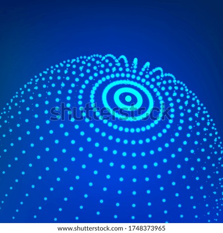 Technology blue sphere with connecting dots. Digital abstract network structure. Vector illustrations