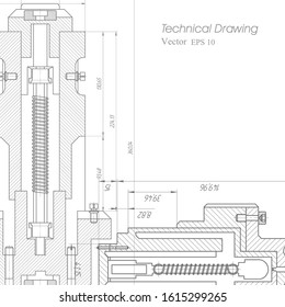  Technology blueprint .Engineering plan scheme .Mechanical Engineering drawing .Computer aided design systems.Industrial Technology Banner.Vector illustration .