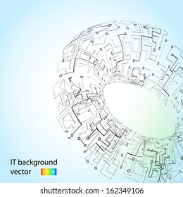 Technology blueprint vector with colorful background