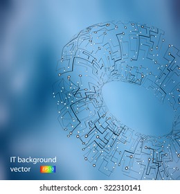 Technology blueprint vector with colorful background