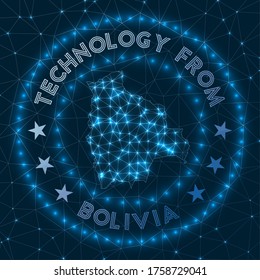 Technology From Bolivia. Futuristic geometric badge of the country. Technological concept. Round Bolivia logo. Vector illustration.