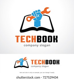 Technology Book Logo Template Design Vector, Emblem, Design Concept, Creative Symbol, Icon