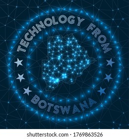 Technology From Botswana. Futuristic geometric badge of the country. Technological concept. Round Botswana logo. Vector illustration.