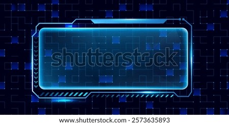 Technology box blue with glowing line vector editable