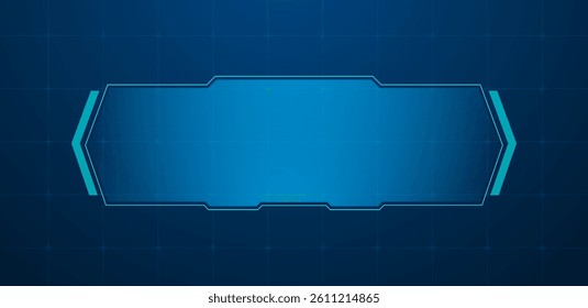 Technology box or futuristic callout title banner and digital frame boxes. HUD screen or textbook blue vector