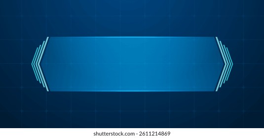 Technology box or futuristic callout title banner and digital frame boxes. HUD screen or textbook blue vector