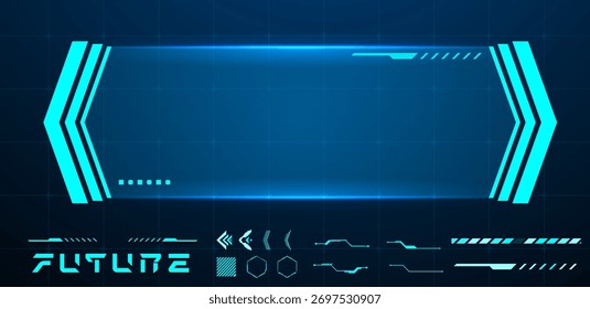 Cuadro de Tecnología o título de rótulo futurista azul