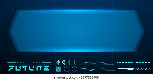 Technology box or futuristic callout title blue