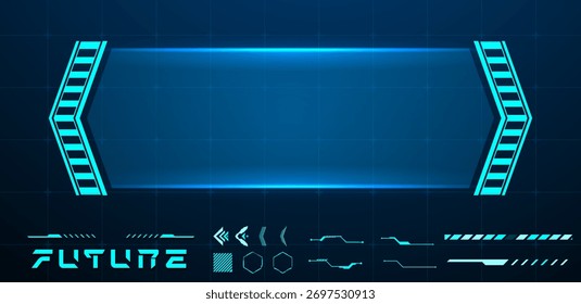 Cuadro de Tecnología o título de rótulo futurista azul