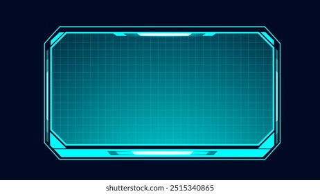 Tela de caixa de tecnologia Hud interface ui luz azul. Vetor tecnológico futurista editável