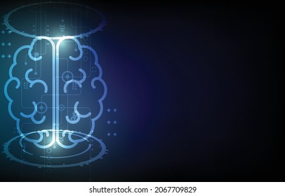 Technology brain computer system vecto background