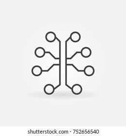 Technology brain concept icon. Vector human brain as electronic circuit symbol in thin line style