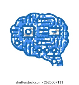 technology brain doodle icon sketch vector. technology brain sign. isolated symbol illustration