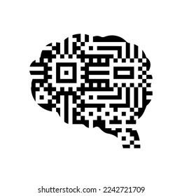 vector de iconos de glifos cerebrales de tecnología. signo del cerebro de la tecnología. ilustración de símbolo aislado