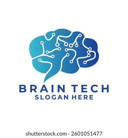 Technology with Brain icon logo. Tech logo design vector