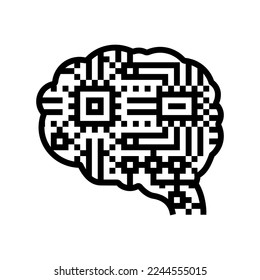 technology brain line icon vector. technology brain sign. isolated contour symbol black illustration