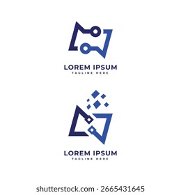 Concepto de diseño de logotipo de marca de tecnología Signo de circuito mínimo moderno para la marca de inicio de negocios tecnológicos