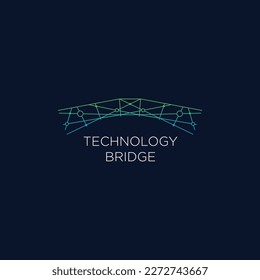 Technology bridge abstract linear logo vector icon illustration design concept