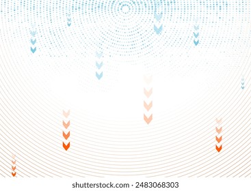 Technology bright minimal background with round lines, halftone dots and arrows. Futuristic vector design