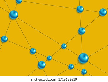 Technology bright network communication abstract background with glossy circles. Vector design