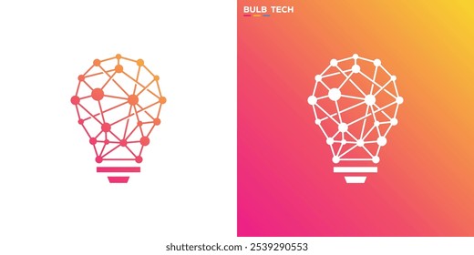 Technology bulb logo. connection, data, molecule, with simple line style. Icon symbol design template EPS 10