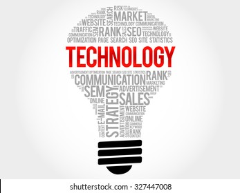 TECHNOLOGY bulb word cloud, business concept