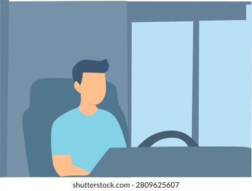 Technology bus driver navigating digital world, suitable for transportation and tech concepts in blogs, presentations, and educational materials.