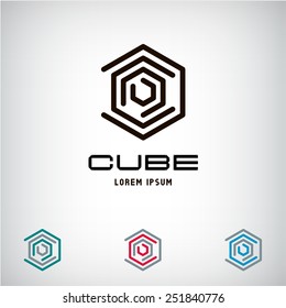 Technology Business abstract cube logo design template. Infinity. Vector Hexagon. Fashion Jewelry luxury concept Cycle loop icon.