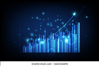 technology business background, graph financial with social network diagram concept, futuristic digital innovation background vector illustration