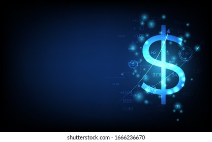 fondo de negocios de tecnología, gráfico financiero con el concepto de diagrama de redes sociales, ilustración vectorial de la innovación digital futurista
