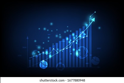 antecedentes de negocios tecnológicos, gráficos financieros con el concepto de diagrama de redes sociales, contexto de innovación digital futurista