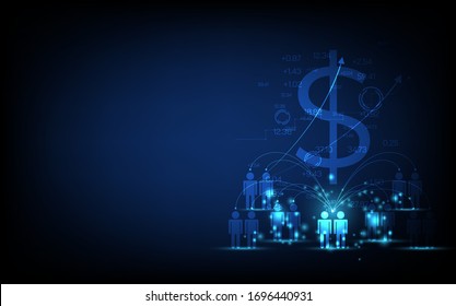 technology business background, graph financial with social network diagram concept, futuristic digital innovation background vector illustration