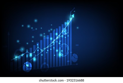 technology business background, graph financial with social network diagram concept, futuristic digital innovation background vector illustration