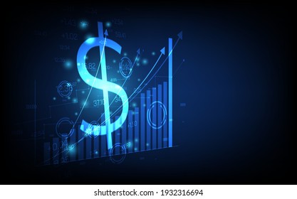 technology business background, graph financial with social network diagram concept, futuristic digital innovation background vector illustration