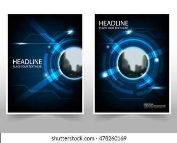 Technology Business Brochure Leaflet Flyer annual report template design, book cover layout design, abstract business presentation template, a4 size design
