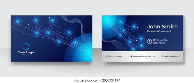 Technology business card template vector design. Modern corporate futuristic tech concept can be adapt for banner, flier, brochure, cover and much more