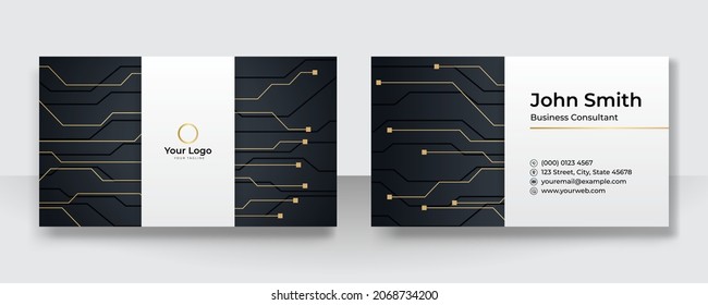 Technology business card template vector design. Modern corporate futuristic tech concept can be adapt for banner, flier, brochure, cover and much more