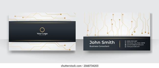 Diseño vectorial de plantillas de tarjetas de negocios de tecnología. El concepto moderno de tecnología futurista empresarial puede adaptarse para banner, volante, folleto, portada y mucho más
