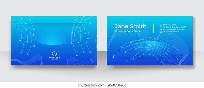 Technology business card template vector design. Modern corporate futuristic tech concept can be adapt for banner, flier, brochure, cover and much more