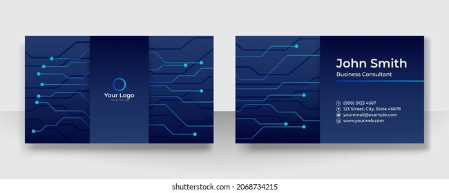 Technology business card template vector design. Modern corporate futuristic tech concept can be adapt for banner, flier, brochure, cover and much more