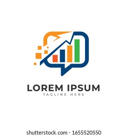 Technology Business Chat with Chart Up Arrow Logo Vector Icon Illustration