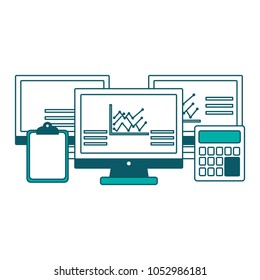 technology business clipboard calculator statistics graphs
