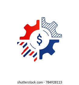 Technology business concept logo. Finances and investment strategy. Diversification icon. Flat design vector illustration