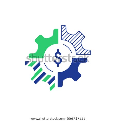 Technology business concept logo. Finances and investment strategy. Diversification icon. Flat design vector illustration
