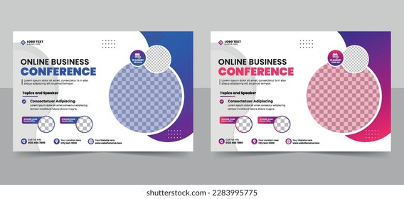 Technisches Business-Konferenz-Flyer-Vorlage oder Online-Webinar-Design, Event-Einladung Social-Media-Banner-Layout.