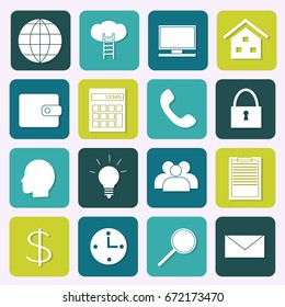 Technology business flat icons, Vector illustration modern template design
