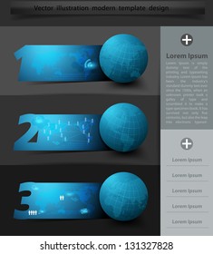 Technology business globe network with letters numbers banner, Vector Modern Design template