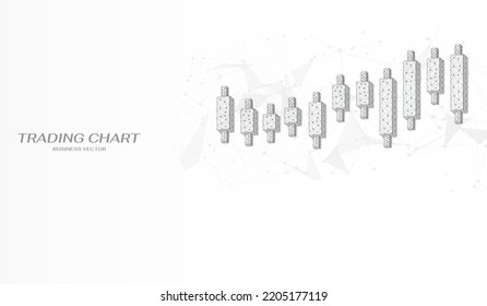 Technology business growth trading stock chart outline concept isolated on white background vector. Low poly technic of financial index growing trend monitoring illustration.