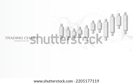 Technology business growth trading stock chart outline concept isolated on white background vector. Low poly technic of financial index growing trend monitoring illustration.